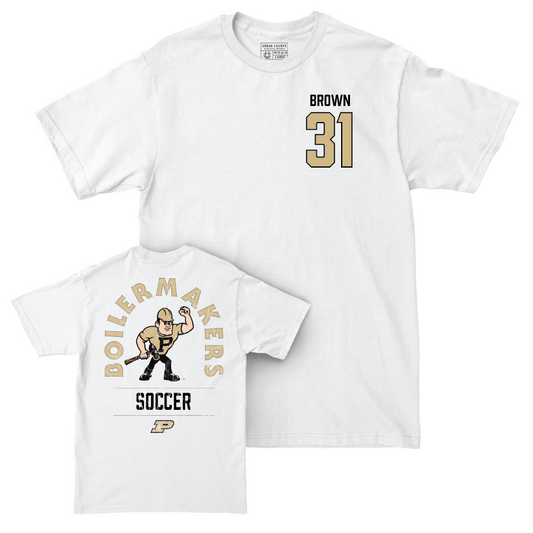 Women's Soccer White Mascot Comfort Colors Tee  - Cassidy Brown