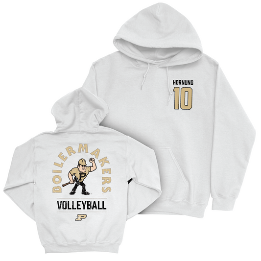 Women's Volleyball White Mascot Hoodie - Ali Hornung | #10 Youth Small