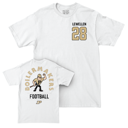 Football White Mascot Comfort Colors Tee - Addai Lewellen | #28 Youth Small