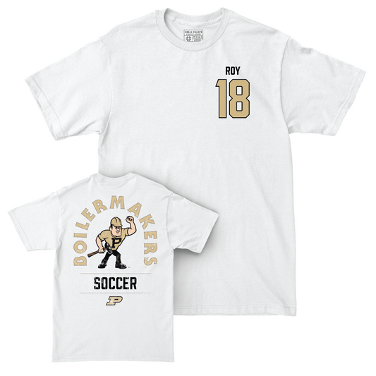 Women's Soccer White Mascot Comfort Colors Tee - Abigail Roy | #18 Youth Small