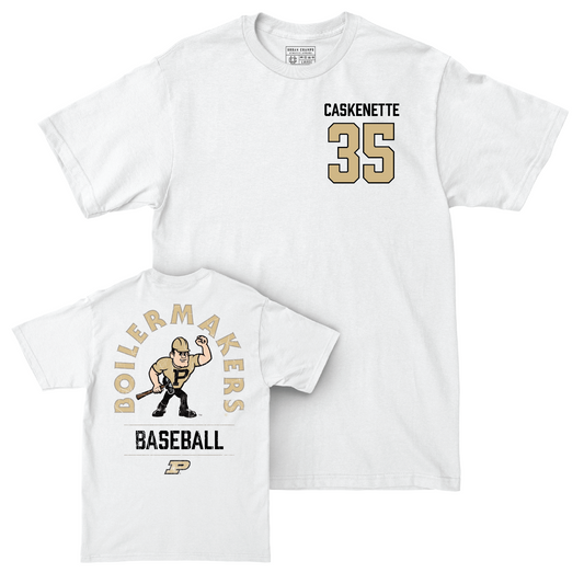 Baseball White Mascot Comfort Colors Tee - Connor Caskenette | #35 Youth Small