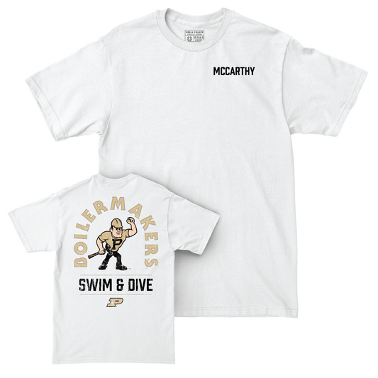 Swim & Dive White Mascot Comfort Colors Tee - Connor McCarthy Youth Small