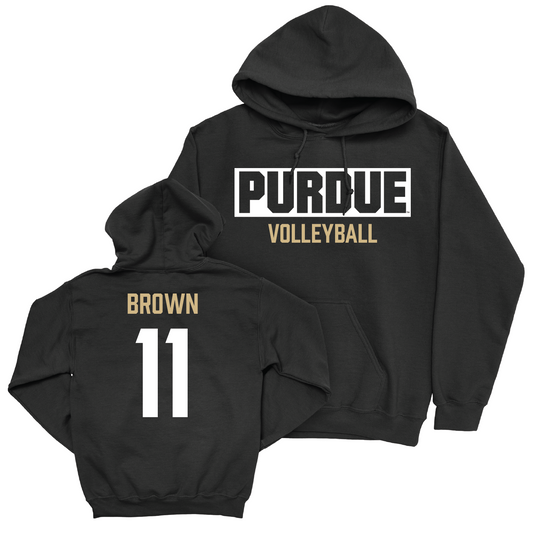 Women's Volleyball Black Staple Hoodie - Emily Brown | #11 Youth Small