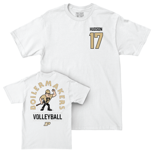 Women's Volleyball White Mascot Comfort Colors Tee - Eva Hudson | #17 Youth Small