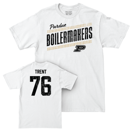 Football White Slant Comfort Colors Tee - Ethan Trent | #76 Youth Small