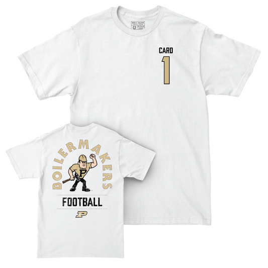 Football White Mascot Comfort Colors Tee - Hudson Card | #1 Youth Small