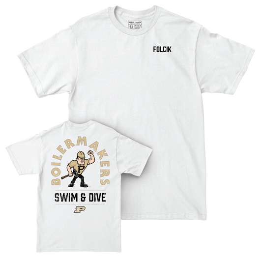 Swim & Dive White Mascot Comfort Colors Tee - Masy Folcik Youth Small