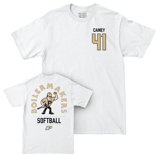 Softball White Mascot Comfort Colors Tee - Olivia Cainey | #41 Youth Small