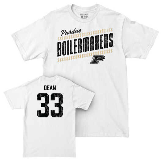 Baseball White Slant Comfort Colors Tee - Parker Dean | #33 Youth Small