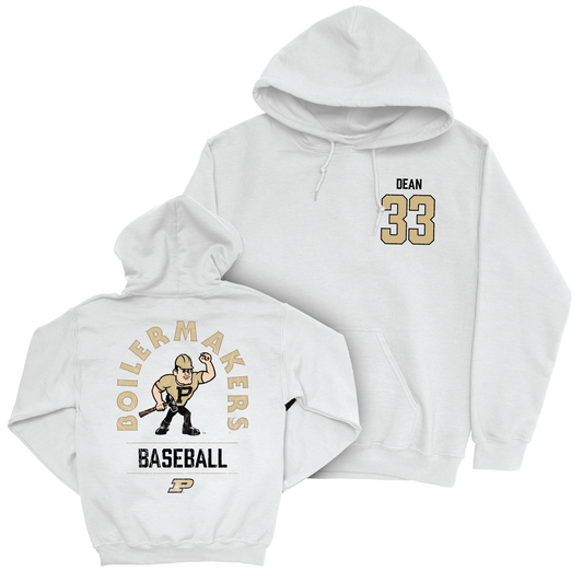 Baseball White Mascot Hoodie - Parker Dean | #33 Youth Small