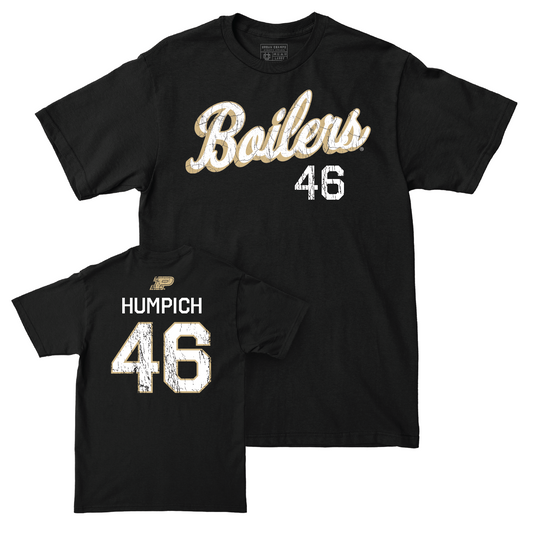 Football Black Script Tee - Scotty Humpich | #46 Youth Small