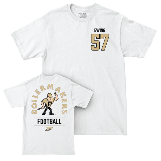 Football White Mascot Comfort Colors Tee - Tom Ewing | #57 Youth Small