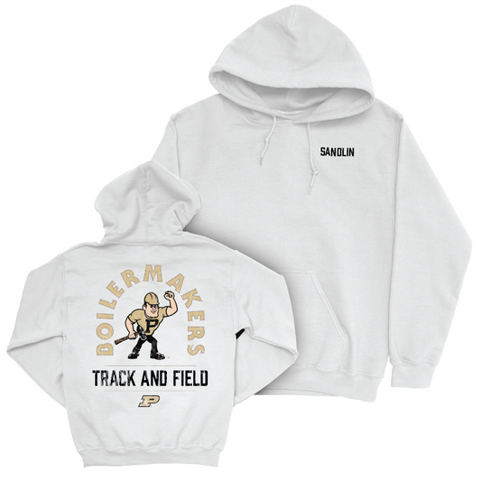 Track & Field White Mascot Hoodie  - Logan Sandlin