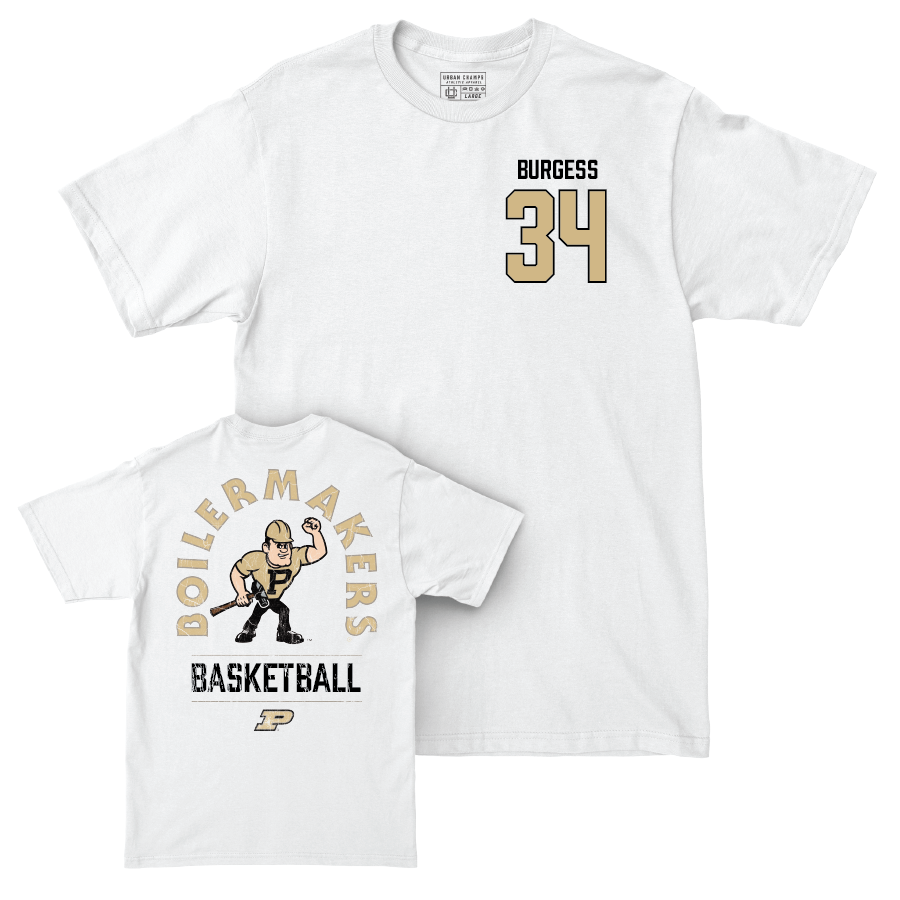 Men's Basketball White Mascot Comfort Colors Tee  - Raleigh Burgess