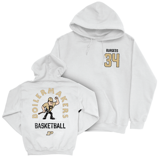 Men's Basketball White Mascot Hoodie  - Raleigh Burgess