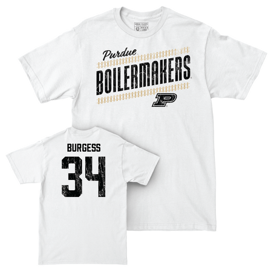 Men's Basketball White Slant Comfort Colors Tee  - Raleigh Burgess