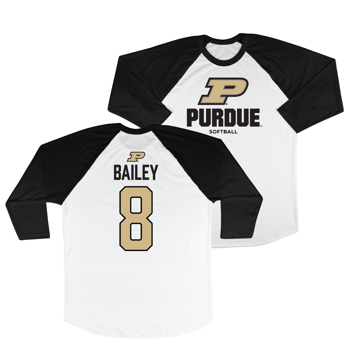 Purdue Softball 3/4 Sleeve Raglan Top - Kyndall Bailey | #8