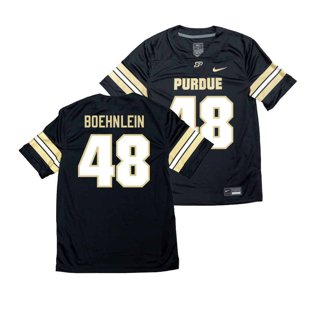 Nike Purdue Boilermakers Black NIL Game Replica Football Jersey - Bennett Boehnlein | #48