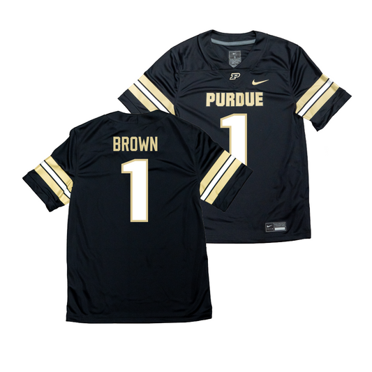 Nike Purdue Boilermakers Black NIL Game Replica Football Jersey - Markevious Brown | #1