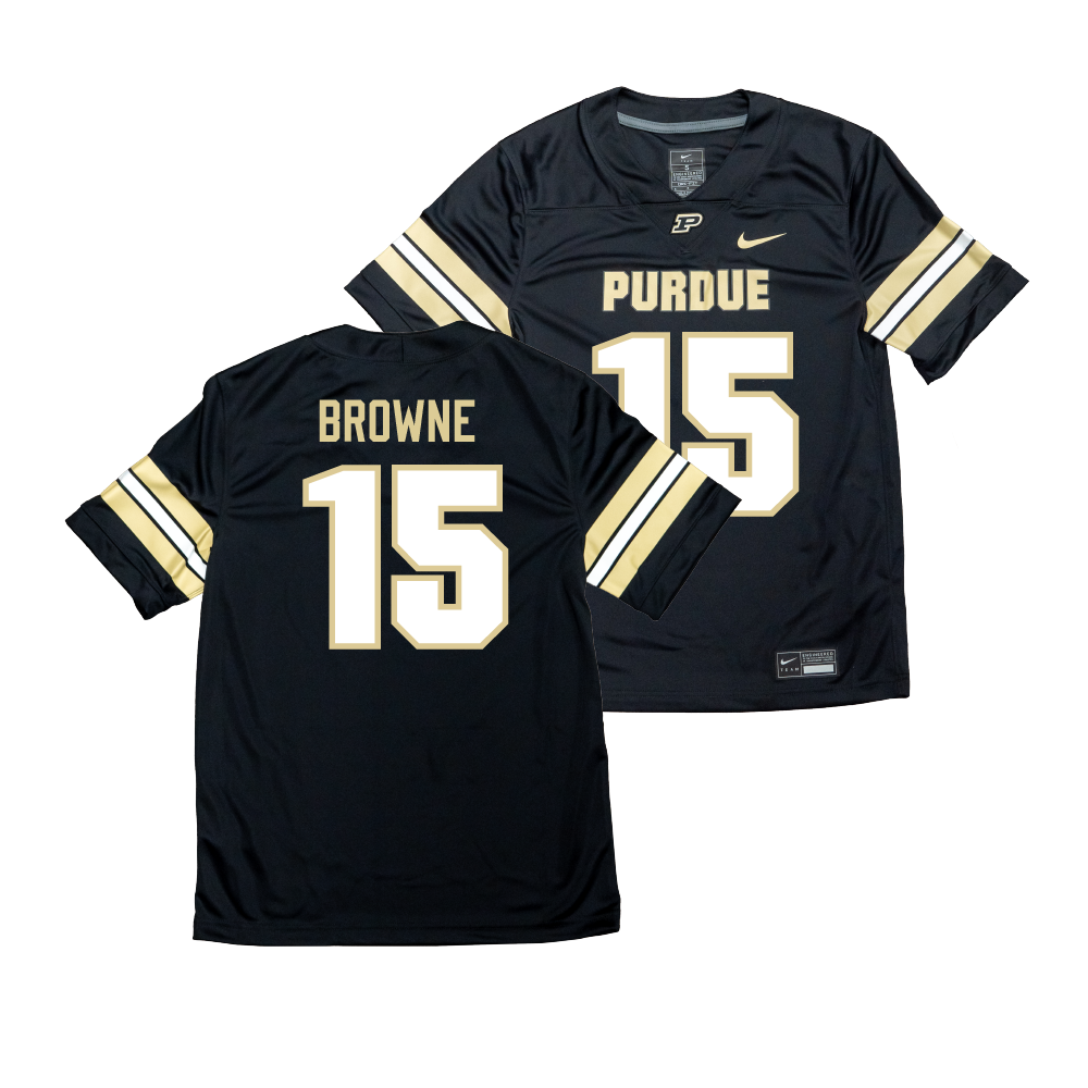 Nike Purdue Boilermakers Black NIL Game Replica Football Jersey - Ryan Browne | #15