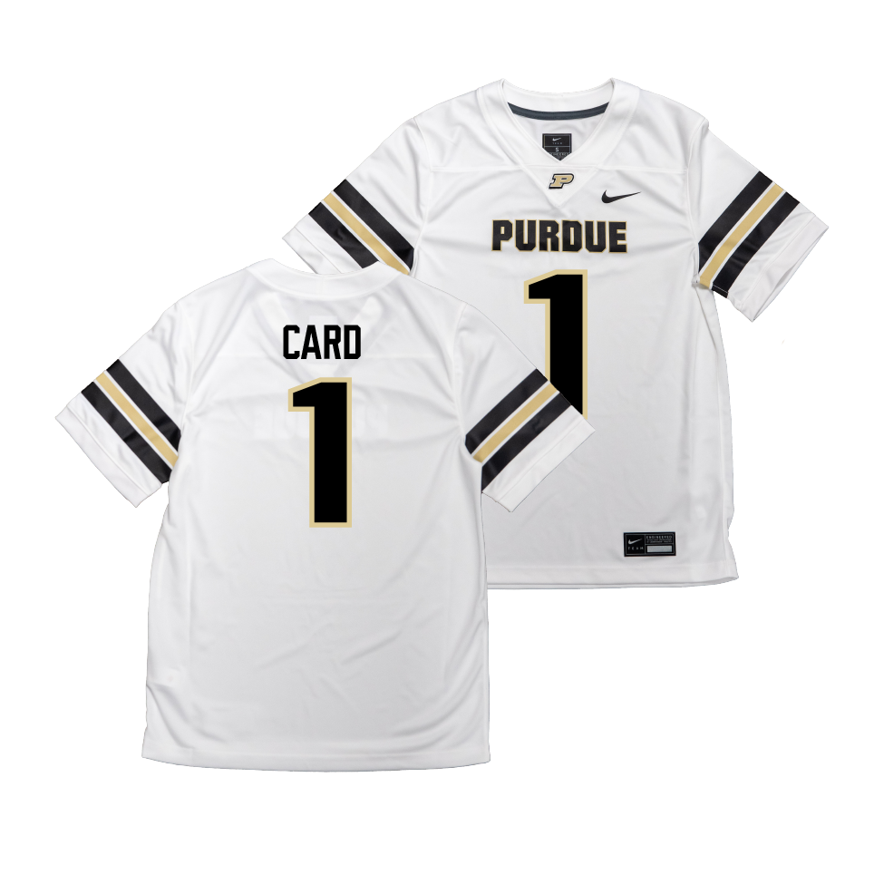 Nike Purdue Boilermakers White NIL Game Replica Football Jersey - Hudson Card | #1