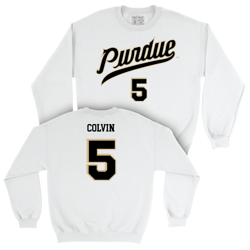 Men's Basketball White Shirsey Crew - Myles Colvin | #5