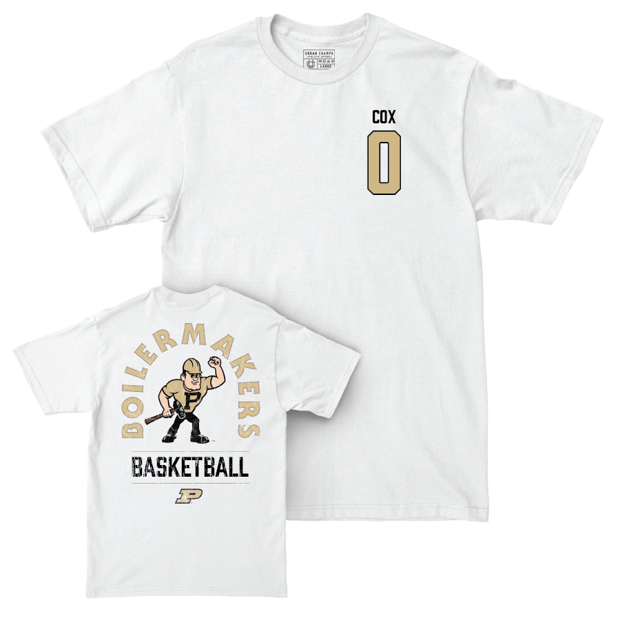 Men's Basketball White Mascot Comfort Colors Tee  - CJ Cox