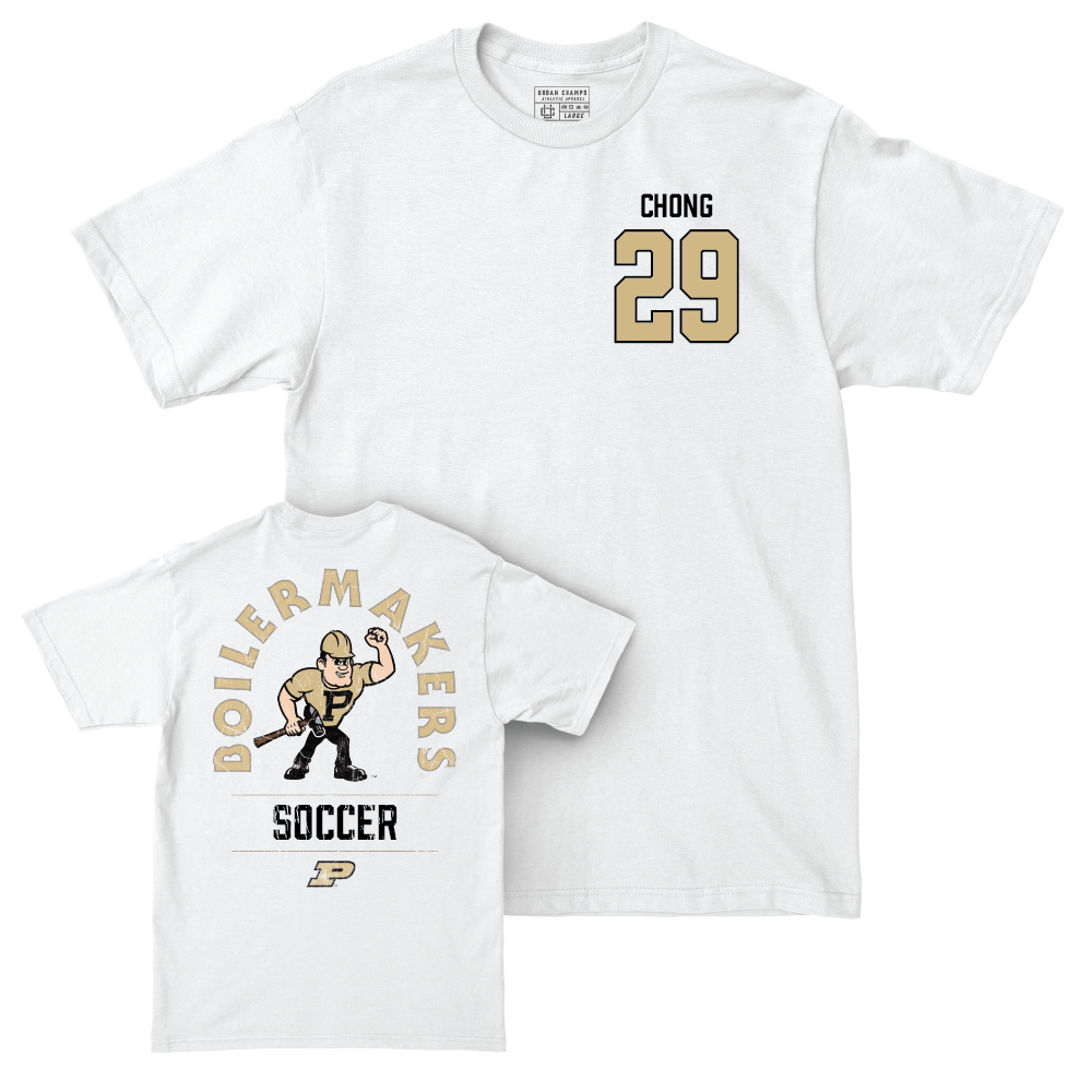 Women's Soccer White Mascot Comfort Colors Tee  - Katrina Chong