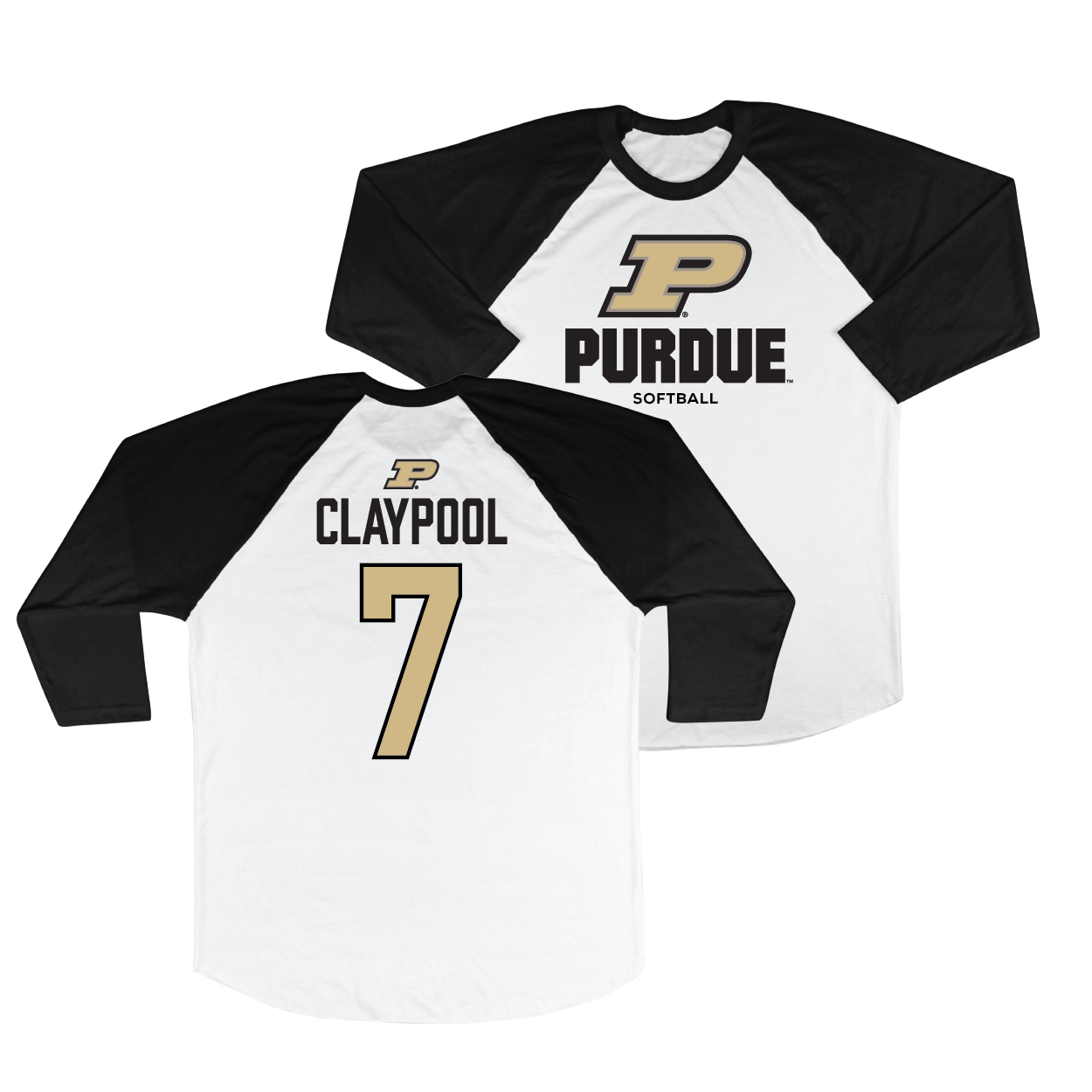 Purdue Softball 3/4 Sleeve Raglan Top - Kate Claypool | #7