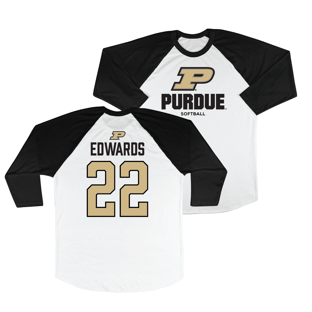 Purdue Softball 3/4 Sleeve Raglan Top - Becca Edwards | #22