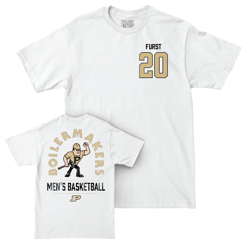 Men's Basketball White Mascot Comfort Colors Tee - Joshua Furst | #20