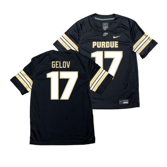 Nike Purdue Boilermakers Black NIL Game Replica Football Jersey  - Christian Gelov