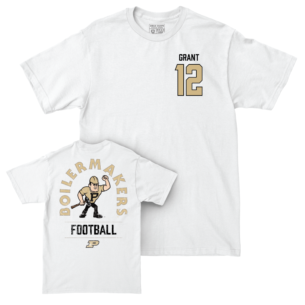 Football White Mascot Comfort Colors Tee   - Tarrion Grant