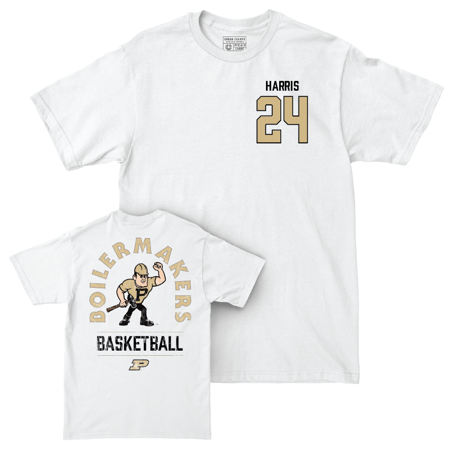 Men's Basketball White Mascot Comfort Colors Tee  - Gicarri Harris