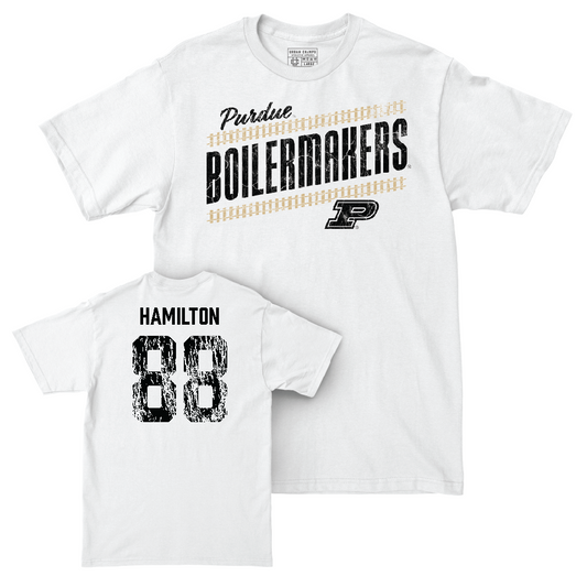 Football White Slant Comfort Colors Tee   - Donovan Hamilton