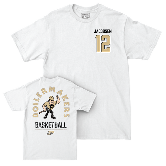 Men's Basketball White Mascot Comfort Colors Tee  - Daniel Jacobsen