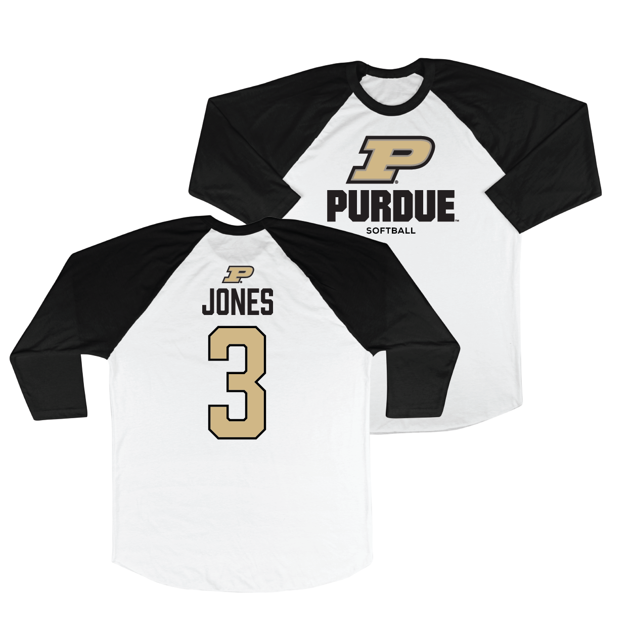 Purdue Softball 3/4 Sleeve Raglan Top - Tyrina Jones | #3