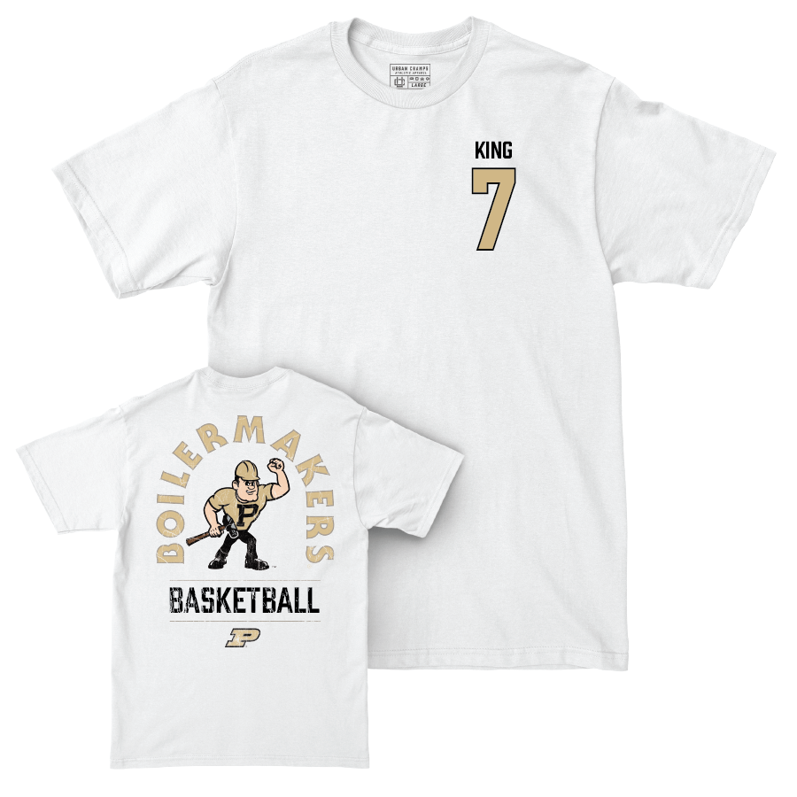 Men's Basketball White Mascot Comfort Colors Tee - Sam King | #7