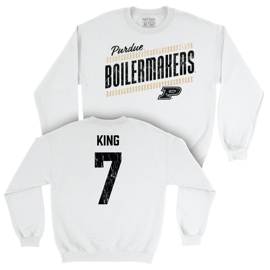 Men's Basketball White Slant Crew - Sam King | #7