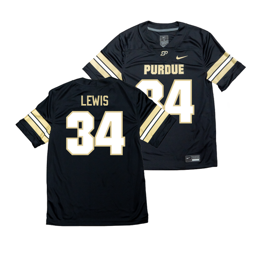 Nike Purdue Boilermakers Black NIL Game Replica Football Jersey - Damarjhe Lewis | #34