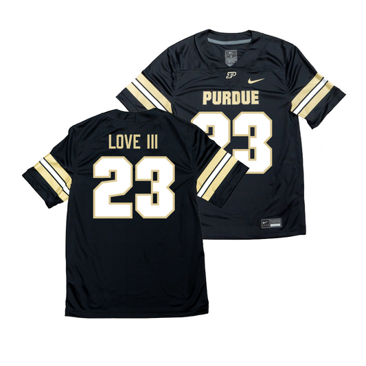 Nike Purdue Boilermakers Black NIL Game Replica Football Jersey - Reggie Love III