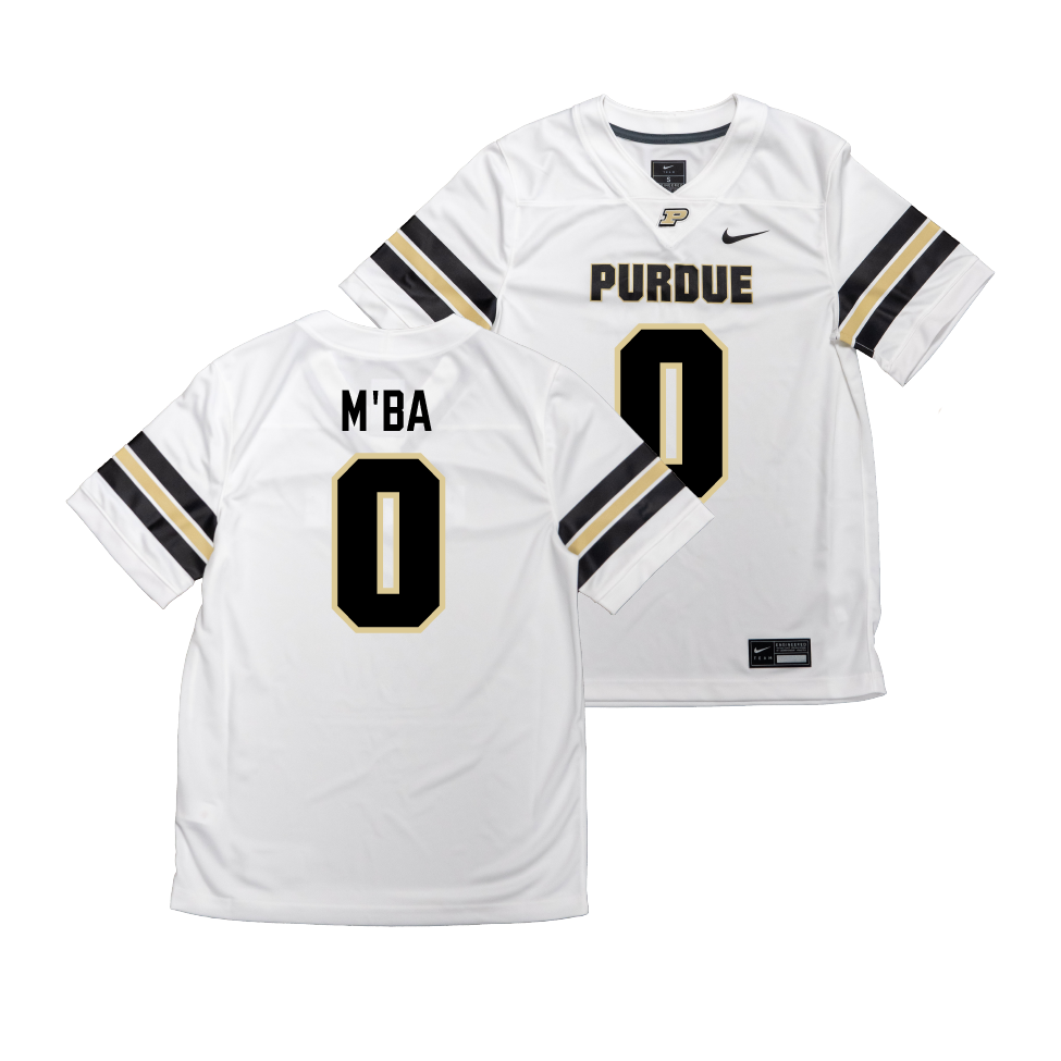 Nike Purdue Boilermakers White NIL Game Replica Football Jersey - Jeffrey M'Ba | #0