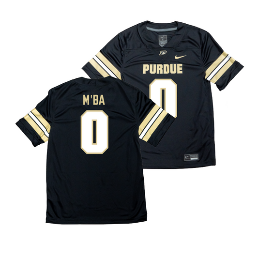 Nike Purdue Boilermakers Black NIL Game Replica Football Jersey - Jeffrey M'Ba | #0