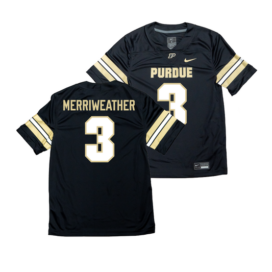 Nike Purdue Boilermakers Black NIL Game Replica Football Jersey - Jaheim Merriweather