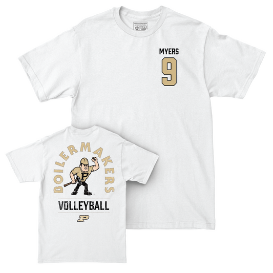 Women's Volleyball White Mascot Comfort Colors Tee  - Lourdès Myers