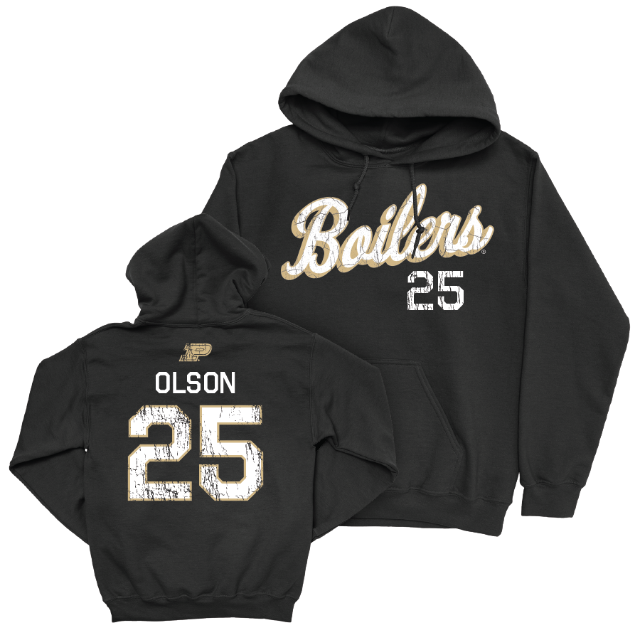 Baseball Black Script Hoodie   - Brayden Olson