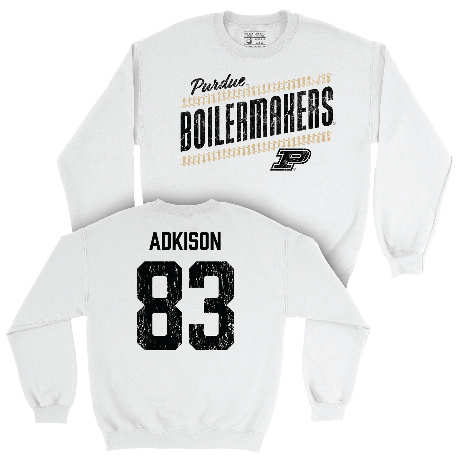 Football White Slant Crew - Andrew Adkison | #83 Youth Small