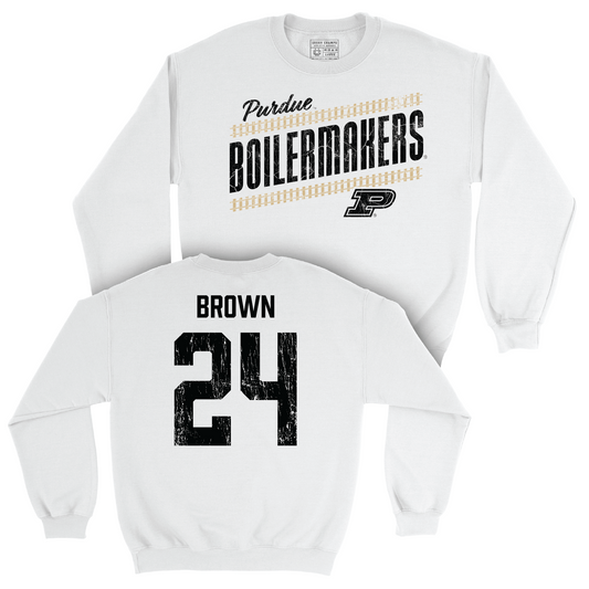 Football White Slant Crew - Anthony Brown | #24 Youth Small