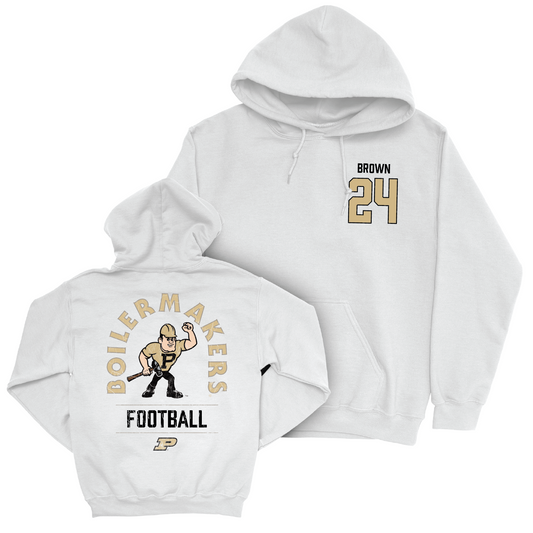 Football White Mascot Hoodie - Anthony Brown | #24 Youth Small