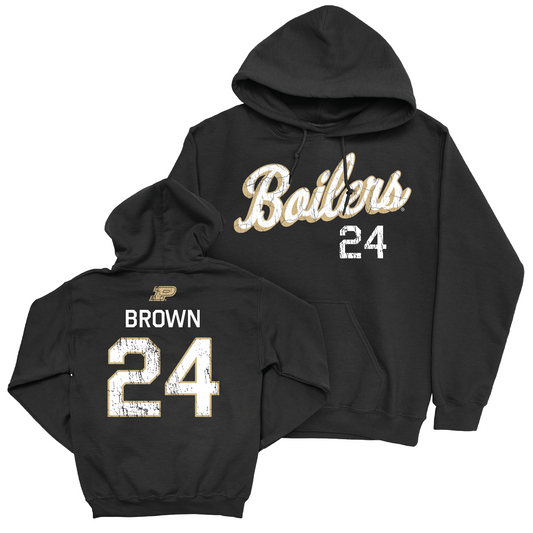 Football Black Script Hoodie - Anthony Brown | #24 Youth Small